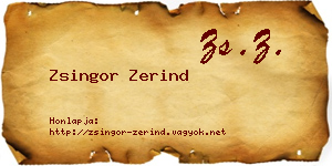Zsingor Zerind névjegykártya
